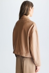 Pocket-detailed faux-leather oversize jacket