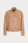 Pocket-detailed faux-leather oversize jacket