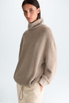 High-neck herringbone jacquard sweatshirt