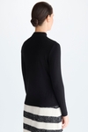 Mock neck stretch-knit fitted t-shirt