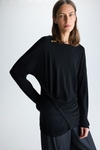 Draped knit asymmetric t-shirt