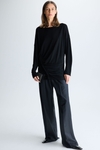 Draped knit asymmetric t-shirt