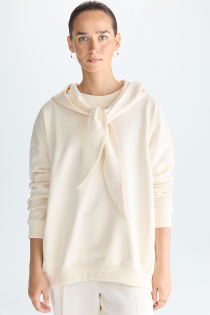 DETACHABLE HOOD FLEECE SWEATSHIRT