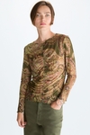 Paisley print tulle fitted t-shirt