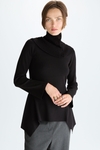 Detachable turtleneck stretch-knit fitted sweater