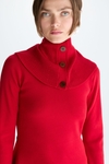 Detachable turtleneck stretch-knit fitted sweater