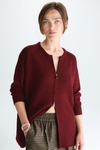 Zipped wool knit cocoon jacket