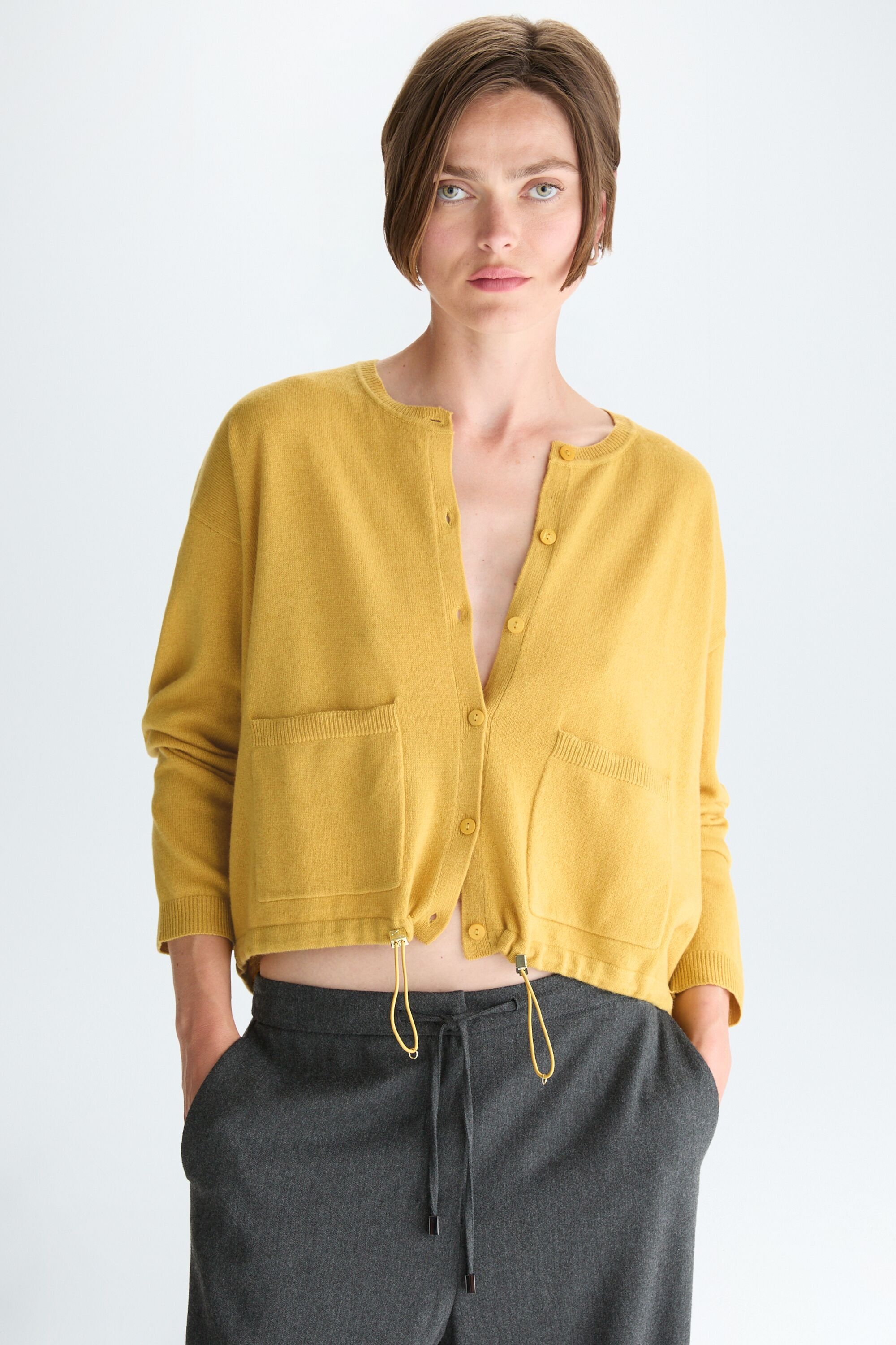 Gathered hem wool cocoon jacket