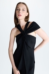 Asymmetric crepe fitted dress