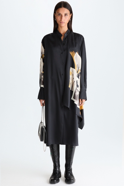 CALA PRINT TWILL ASYMMETRIC SHIRT DRESS