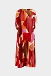 CUBALOO PRINT PLEATED TWILL MIDI DRESS