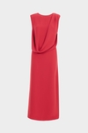 Draped crepe straight-fit midi dress