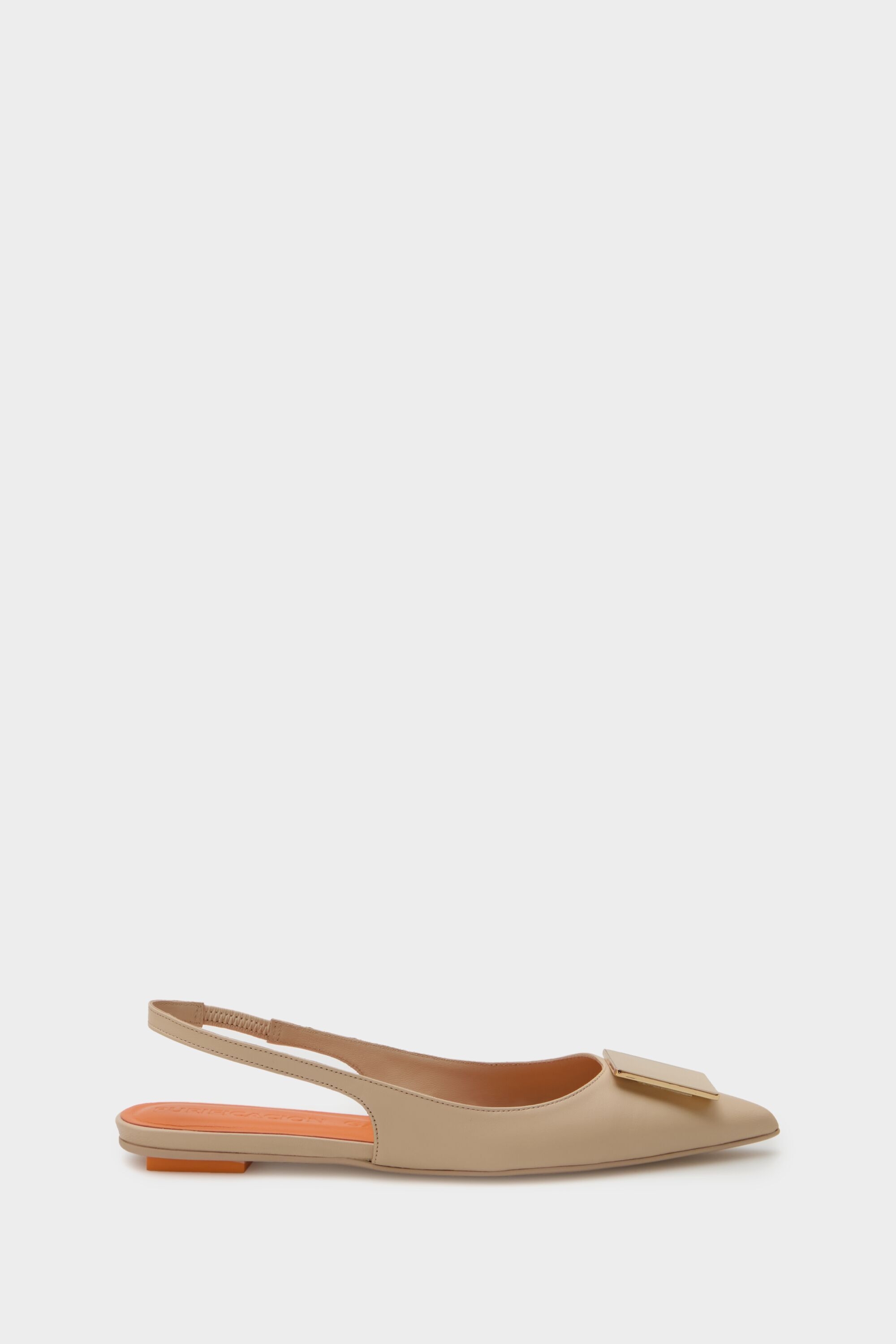 Cube leather slingback flats