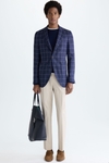 Windowpane check wool bouclé relaxed fit blazer