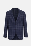 Windowpane check wool bouclé relaxed fit blazer