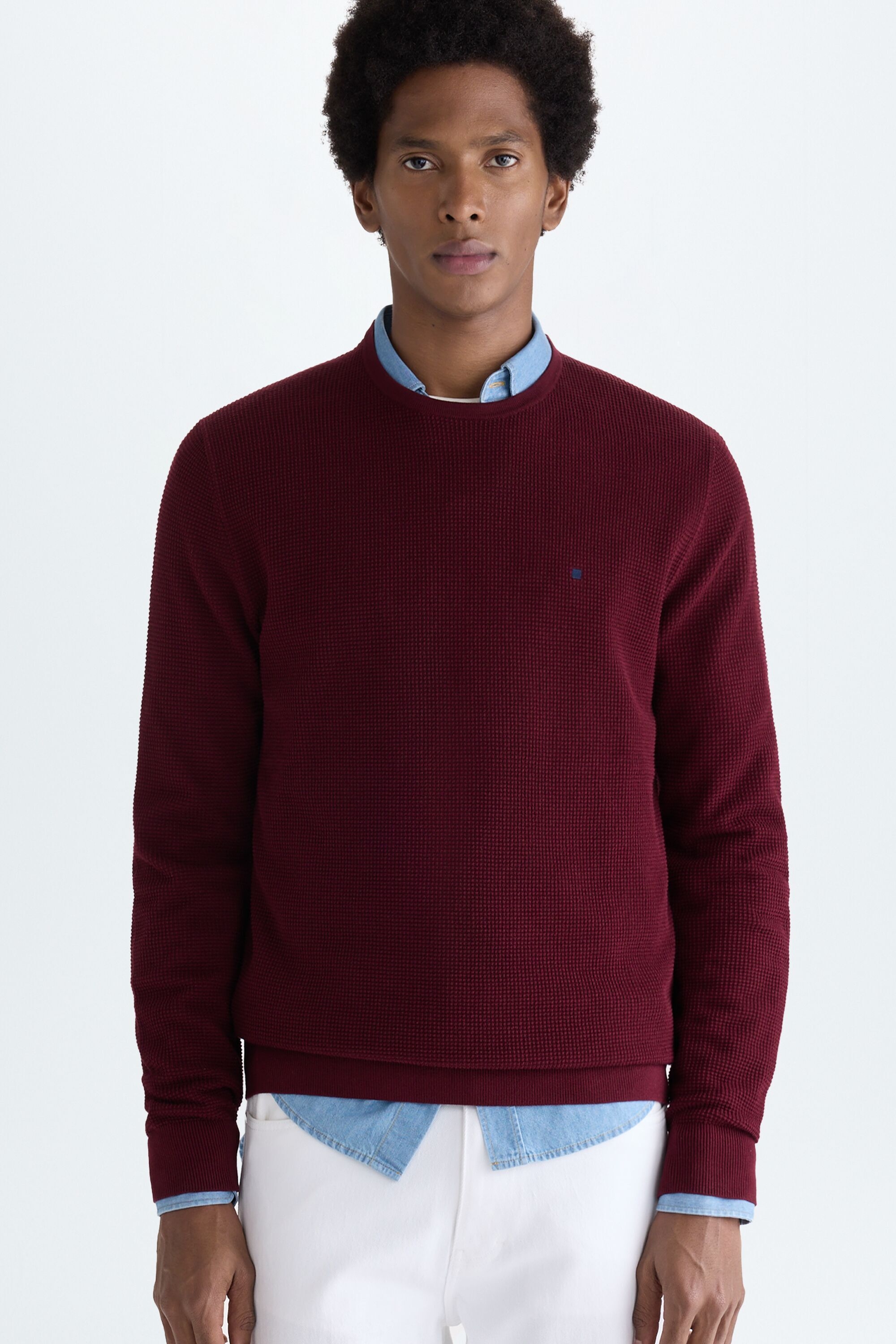 Textured pima cotton sweater