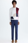 Geometric intarsia pima cotton knit sweater