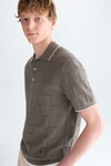 Cubes textured knit polo shirt