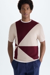 Origami intarsia textured knit t-shirt