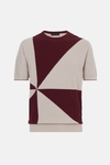 Origami intarsia textured knit t-shirt