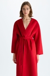 Double-faced wool wrap long coat