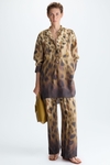 Print cupro oversize shirt