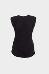 Shoulder-padded draped crepe fitted top