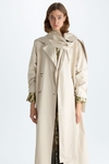 Detachable hood scarf cotton A-line trench coat