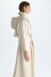 Detachable hood scarf cotton A-line trench coat