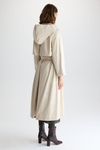 Detachable hood scarf cotton A-line trench coat