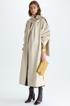 Detachable hood scarf cotton A-line trench coat