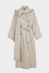 Detachable hood scarf cotton A-line trench coat