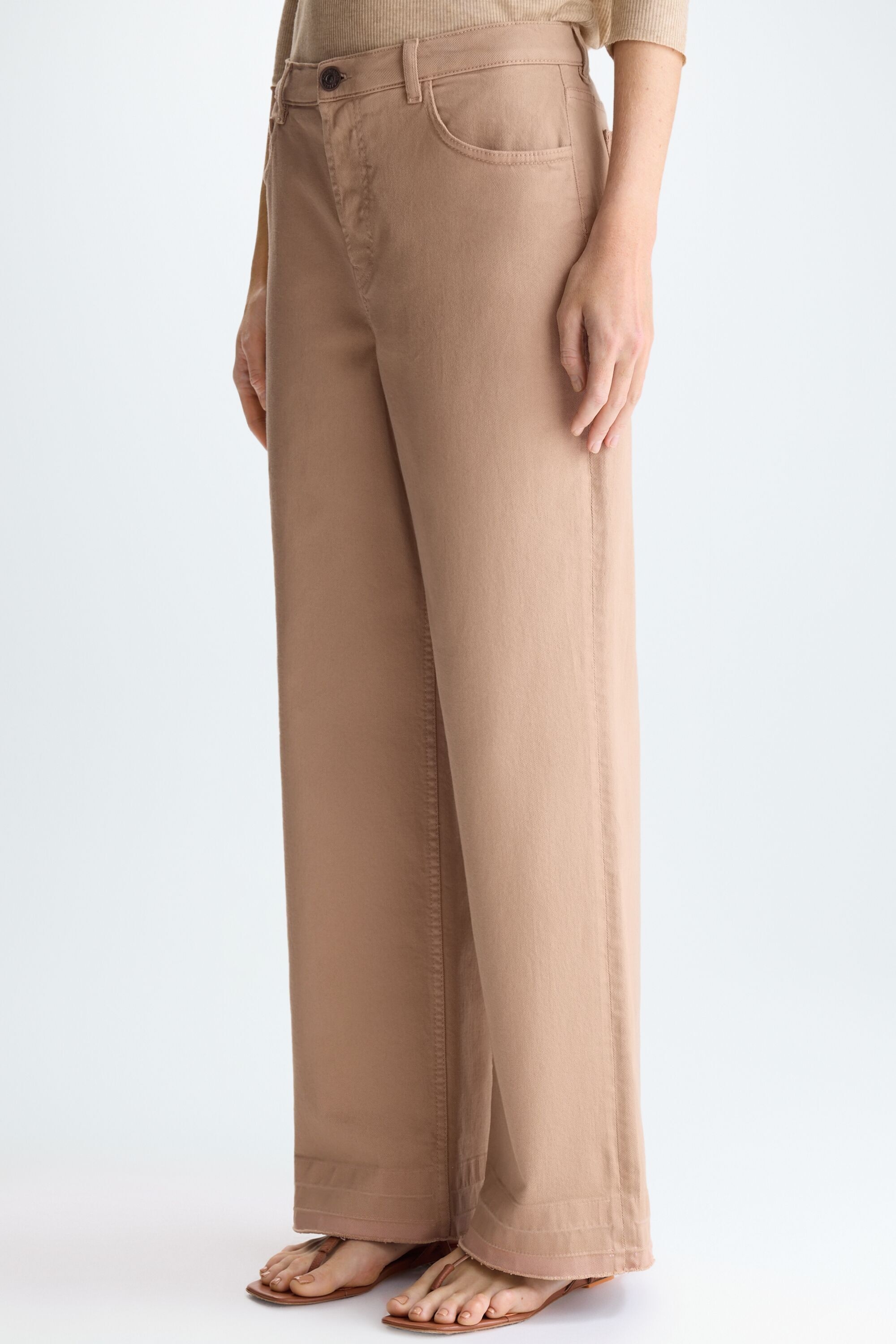 Frayed twill straight-leg trousers