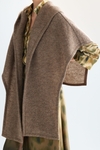 Hooded wool mohair open poncho