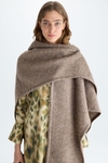 Hooded wool mohair open poncho