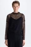 Interior top sequinned mesh oversize t-shirt