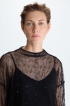 Interior top sequinned mesh oversize t-shirt