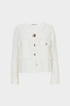 Buttoned moss stitch straight-fit short jacket